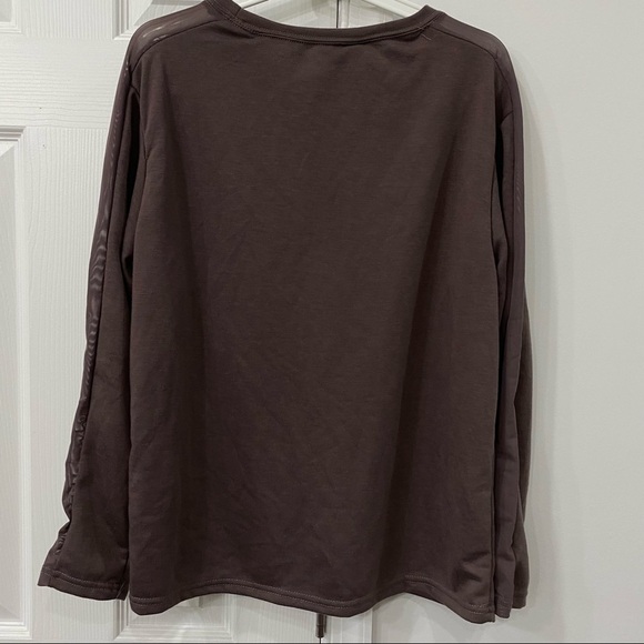 Kay Unger Across Chest Logo Print Sweatshirt Crew Neck Mesh Insert In Sleeves L - Picture 5 of 6